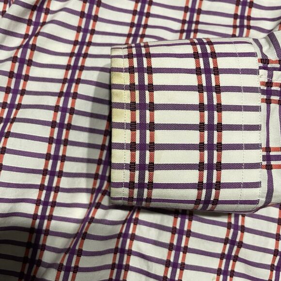 Robert Graham Large Button Down Shirt Purple Orange Flip Cuff Size Large - Picture 7 of 10